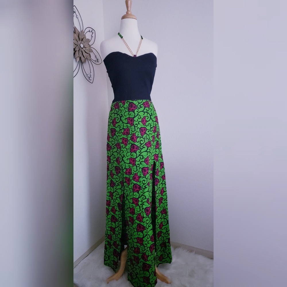 Ankara halter maxi with double slits